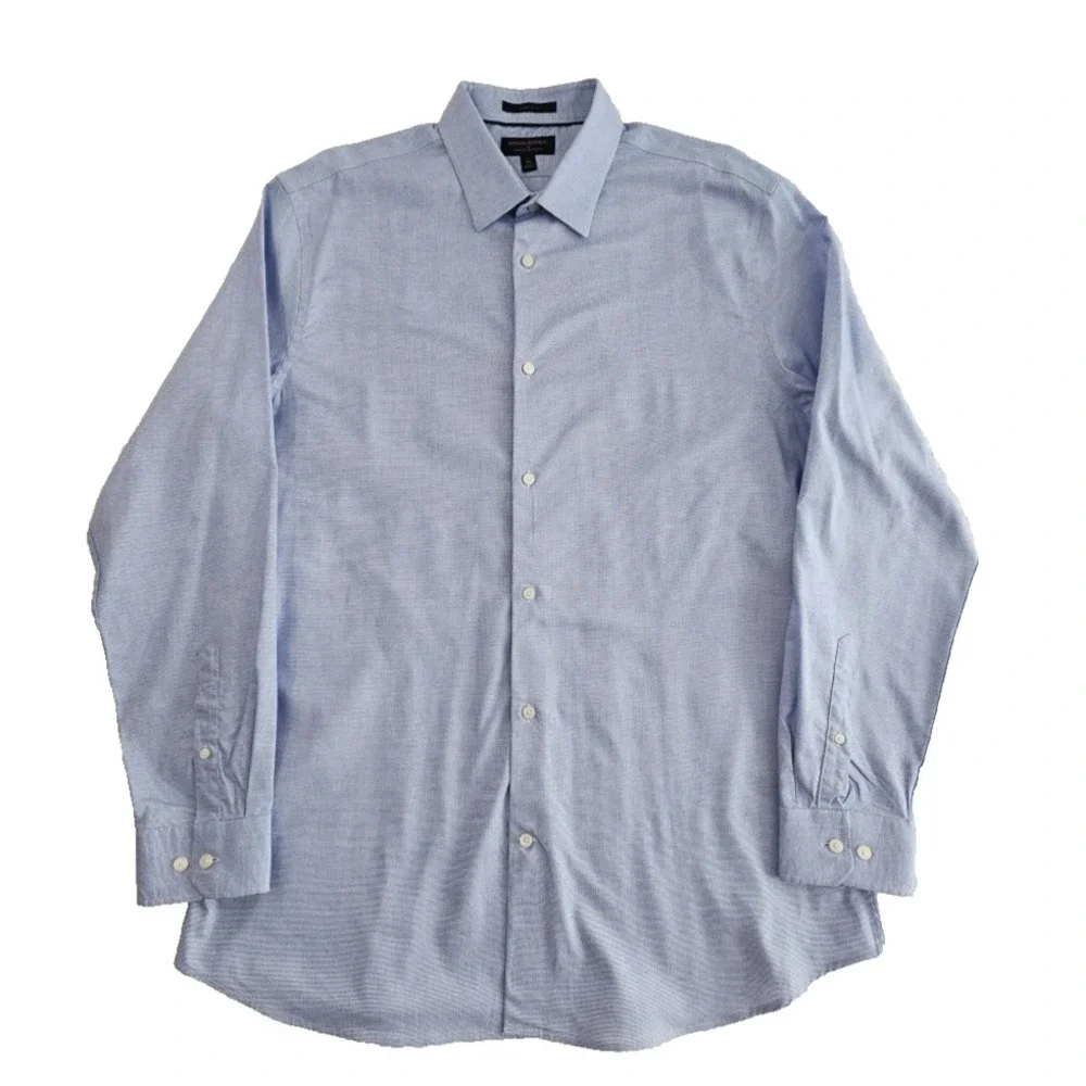 Banana Republic Mens XL Tall Blue Athletic Fit Wrinkle Resistant Plaid Shirt EUC